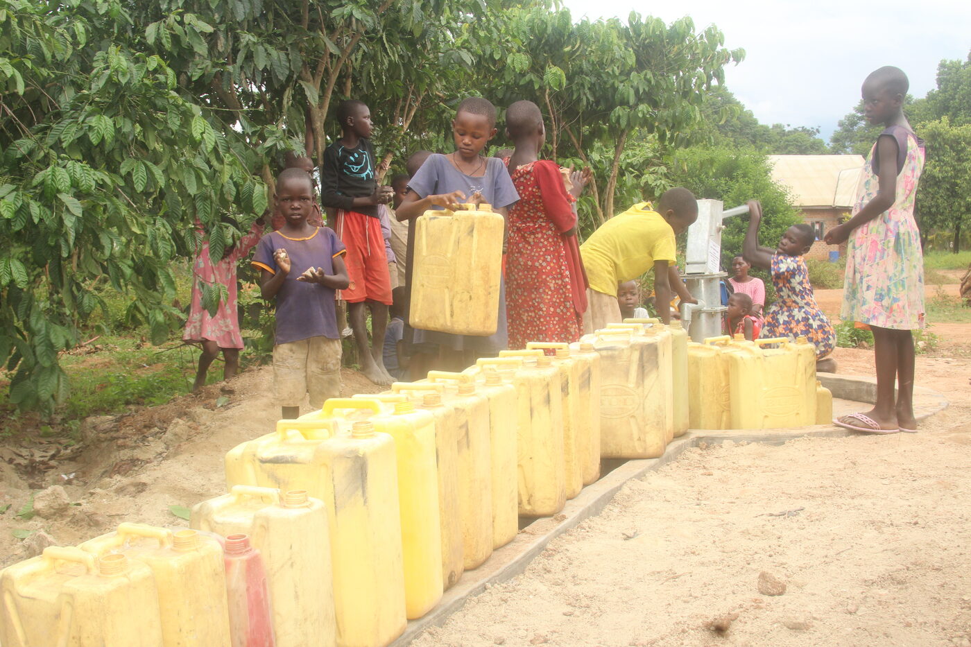 Borehole hand pump serving the community